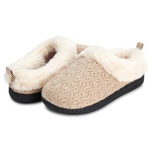 Floopi Women's Ivy Patterned Sweater Knit Faux Fur Clog Slipper US 7 / 8 M
